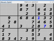 Screenshot des Spiels Sudoku
